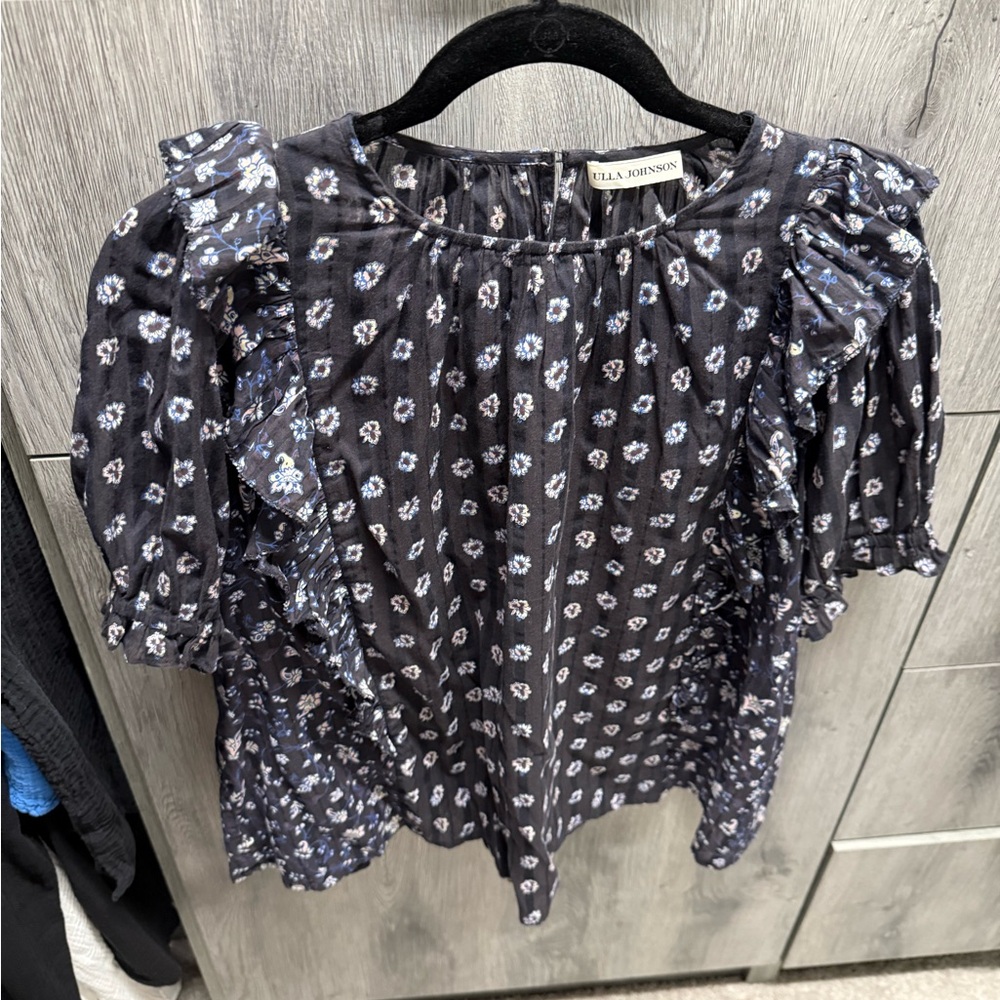Ulla Johnson Navy Floral Blouse